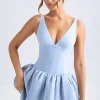 Oh Polly Women'S Clothing Sale - $65 And Under | Party Dresses^Lace-Up Bubble Hem Corset Micro Mini Dress in Light Blue LightBlue