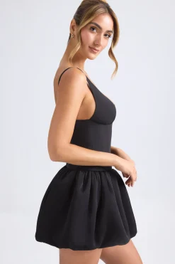Oh Polly Party Dresses | Homecoming Dresses^Lace-Up Bubble Hem Corset Micro Mini Dress in Black
