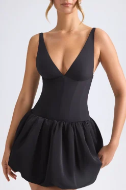 Oh Polly Party Dresses | Homecoming Dresses^Lace-Up Bubble Hem Corset Micro Mini Dress in Black