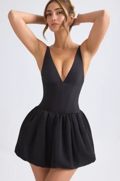 Oh Polly Party Dresses | Homecoming Dresses^Lace-Up Bubble Hem Corset Micro Mini Dress in Black
