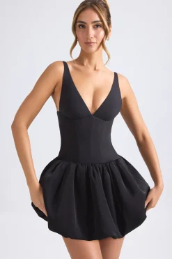 Oh Polly Party Dresses | Homecoming Dresses^Lace-Up Bubble Hem Corset Micro Mini Dress in Black