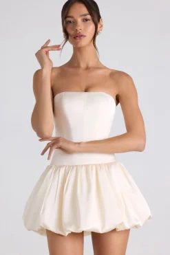 Oh Polly Party Dresses | Birthday^Lace-Up Bubble Hem Corset Mini Dress in Ivory