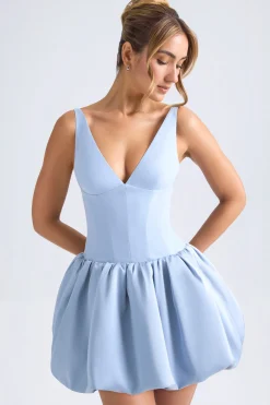 Oh Polly Women'S Clothing Sale - $65 And Under | Party Dresses^Lace-Up Bubble Hem Corset Micro Mini Dress in Light Blue LightBlue