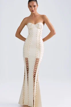 Oh Polly Bride To Be^Lace-Up Corset Gown in Ivory