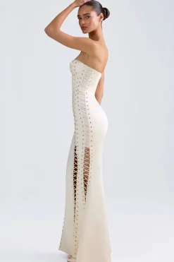 Oh Polly Bride To Be^Lace-Up Corset Gown in Ivory