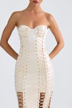Oh Polly Bride To Be^Lace-Up Corset Gown in Ivory