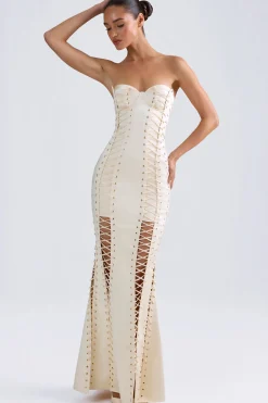 Oh Polly Bride To Be^Lace-Up Corset Gown in Ivory