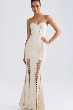Oh Polly Bride To Be^Lace-Up Corset Gown in Ivory