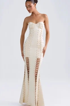 Oh Polly Bride To Be^Lace-Up Corset Gown in Ivory