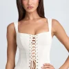 Oh Polly Co-Ords | Tops^Lace-Up Corset Top in Ecru