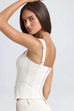 Oh Polly Co-Ords | Tops^Lace-Up Corset Top in Ecru