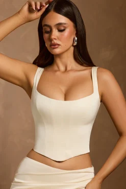 Oh Polly Co-Ords | Tops^Lace-Up Corset Top in Ivory