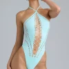 Oh Polly Women'S Clothing Sale - $65 And Under | Women'S Clothing Sale - $40 And Under^Lace-Up Halterneck Bodysuit in Ice Blue IceBlue