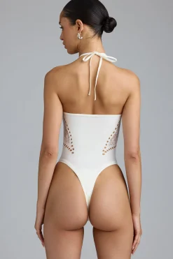 Oh Polly Women'S Clothing Sale - $65 And Under | Women'S Clothing Sale - $40 And Under^Lace-Up Halterneck Bodysuit in Ivory