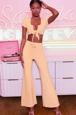 Oh Polly Women'S Clothing Sale - $65 And Under | Women'S Clothing Sale - $40 And Under^Laid Back Petite Wide Leg Trousers in Peach