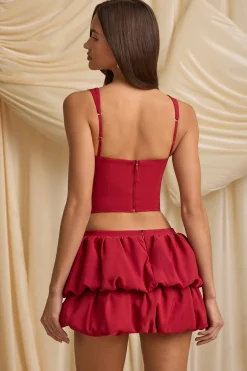 Oh Polly Skirts & Skorts | Bottoms^Layered Bubble Hem Mid-Rise Mini Skirt in True Red TrueRed