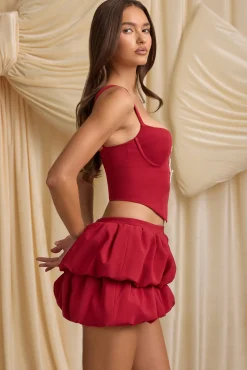 Oh Polly Skirts & Skorts | Bottoms^Layered Bubble Hem Mid-Rise Mini Skirt in True Red TrueRed