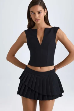 Oh Polly Skirts & Skorts | Bottoms^Layered Pleated Low-Rise Mini Skirt in Black