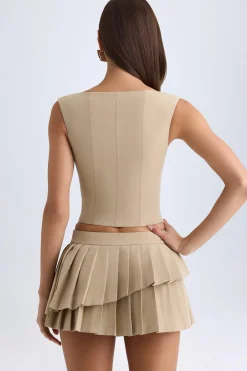 Oh Polly Skirts & Skorts | Bottoms^Layered Pleated Low-Rise Mini Skirt in Camel