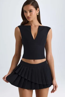 Oh Polly Skirts & Skorts | Bottoms^Layered Pleated Low-Rise Mini Skirt in Black