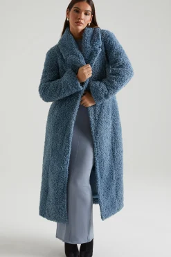 Oh Polly Outerwear | Fall Outfits^Long Shearling Coat in Blue