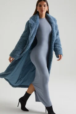 Oh Polly Outerwear | Fall Outfits^Long Shearling Coat in Blue