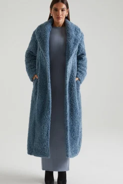 Oh Polly Outerwear | Fall Outfits^Long Shearling Coat in Blue