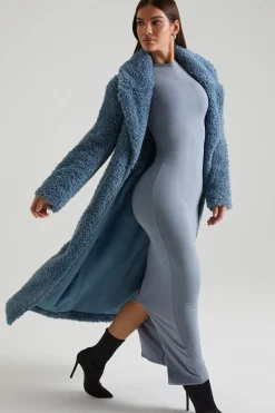 Oh Polly Outerwear | Fall Outfits^Long Shearling Coat in Blue