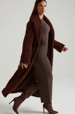 Oh Polly Outerwear | Fall Outfits^Long Shearling Coat in Brown