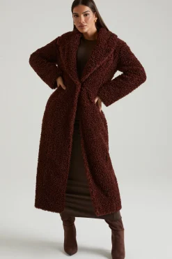 Oh Polly Outerwear | Fall Outfits^Long Shearling Coat in Brown