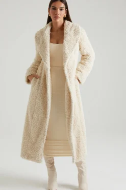 Oh Polly Outerwear | Fall Outfits^Long Shearling Coat in Cream