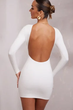 Oh Polly Elevated Essentials | Bride To Be^Long Sleeve Backless Mini Dress in White