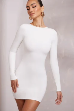 Oh Polly Elevated Essentials | Bride To Be^Long Sleeve Backless Mini Dress in White