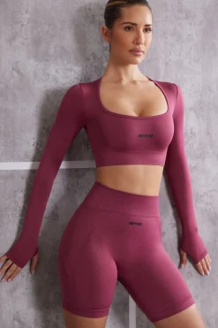 Oh Polly Women'S Clothing Sale - $65 And Under | Women'S Clothing Sale - $40 And Under^Long Sleeve Crop Top in Dark Rose DarkRose
