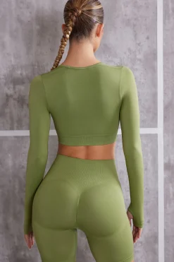 Oh Polly Women'S Clothing Sale - $65 And Under | Women'S Clothing Sale - $40 And Under^Long Sleeve Crop Top in Olive