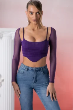 Oh Polly Women'S Clothing Sale - $65 And Under | Women'S Clothing Sale - $40 And Under^Long Sleeve Crop Top in Violet