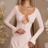 Oh Polly Women'S Clothing Sale - $65 And Under | Women'S Clothing Sale - $40 And Under^Long Sleeve Cut Out A-Line Mini Dress in Blush