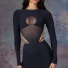 Oh Polly Women'S Clothing Sale - $65 And Under | Women'S Clothing Sale - $40 And Under^Long Sleeve Cut Out Mini Dress in Midnight Black MidnightBlack