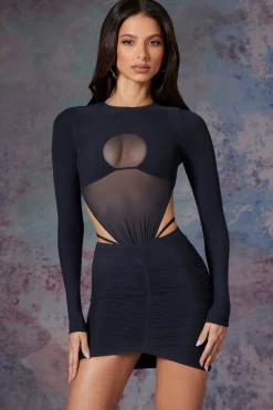 Oh Polly Women'S Clothing Sale - $65 And Under | Women'S Clothing Sale - $40 And Under^Long Sleeve Cut Out Mini Dress in Midnight Black MidnightBlack