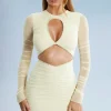 Oh Polly Women'S Clothing Sale - $65 And Under | Women'S Clothing Sale - $40 And Under^Long Sleeve Cut Out Mini Dress in Ivory