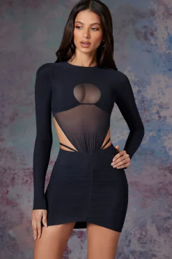 Oh Polly Women'S Clothing Sale - $65 And Under | Women'S Clothing Sale - $40 And Under^Long Sleeve Cut Out Mini Dress in Midnight Black MidnightBlack