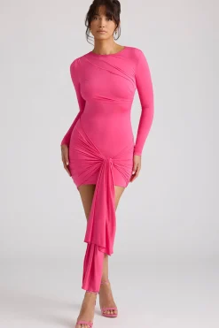 Oh Polly Women'S Clothing Sale - $65 And Under | Night Out^Long Sleeve Draped Mini Dress in Magenta