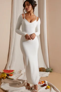 Oh Polly Women'S Clothing Sale - $65 And Under | Bride To Be^Long Sleeve Exposed Bra Maxi Dress in White