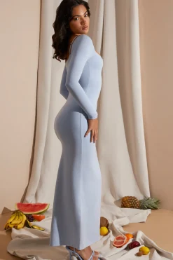 Oh Polly Women'S Clothing Sale - $65 And Under | Women'S Clothing Sale - $40 And Under^Long Sleeve Exposed Bra Maxi Dress in Blue