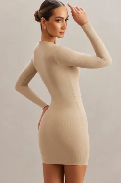 Oh Polly Women'S Clothing Sale - $65 And Under | Women'S Clothing Sale - $40 And Under^Long Sleeve Mini Dress in Stone