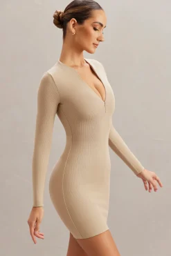 Oh Polly Women'S Clothing Sale - $65 And Under | Women'S Clothing Sale - $40 And Under^Long Sleeve Mini Dress in Stone
