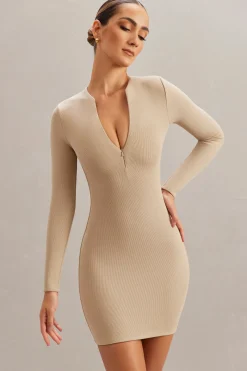 Oh Polly Women'S Clothing Sale - $65 And Under | Women'S Clothing Sale - $40 And Under^Long Sleeve Mini Dress in Stone