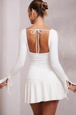Oh Polly Elevated Essentials | Bride To Be^Long Sleeve Ruched A-Line Mini Dress in White