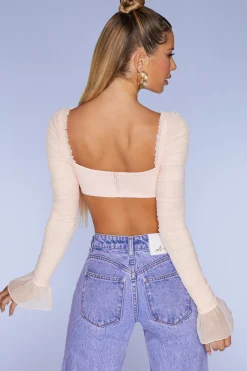 Oh Polly Women'S Clothing Sale - $65 And Under | Women'S Clothing Sale - $40 And Under^Long Sleeve Ruched Crop Top in Blush