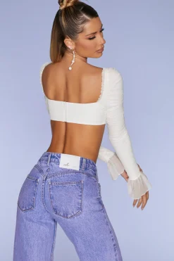 Oh Polly Women'S Clothing Sale - $65 And Under | Women'S Clothing Sale - $40 And Under^Long Sleeve Ruched Crop Top in Ivory